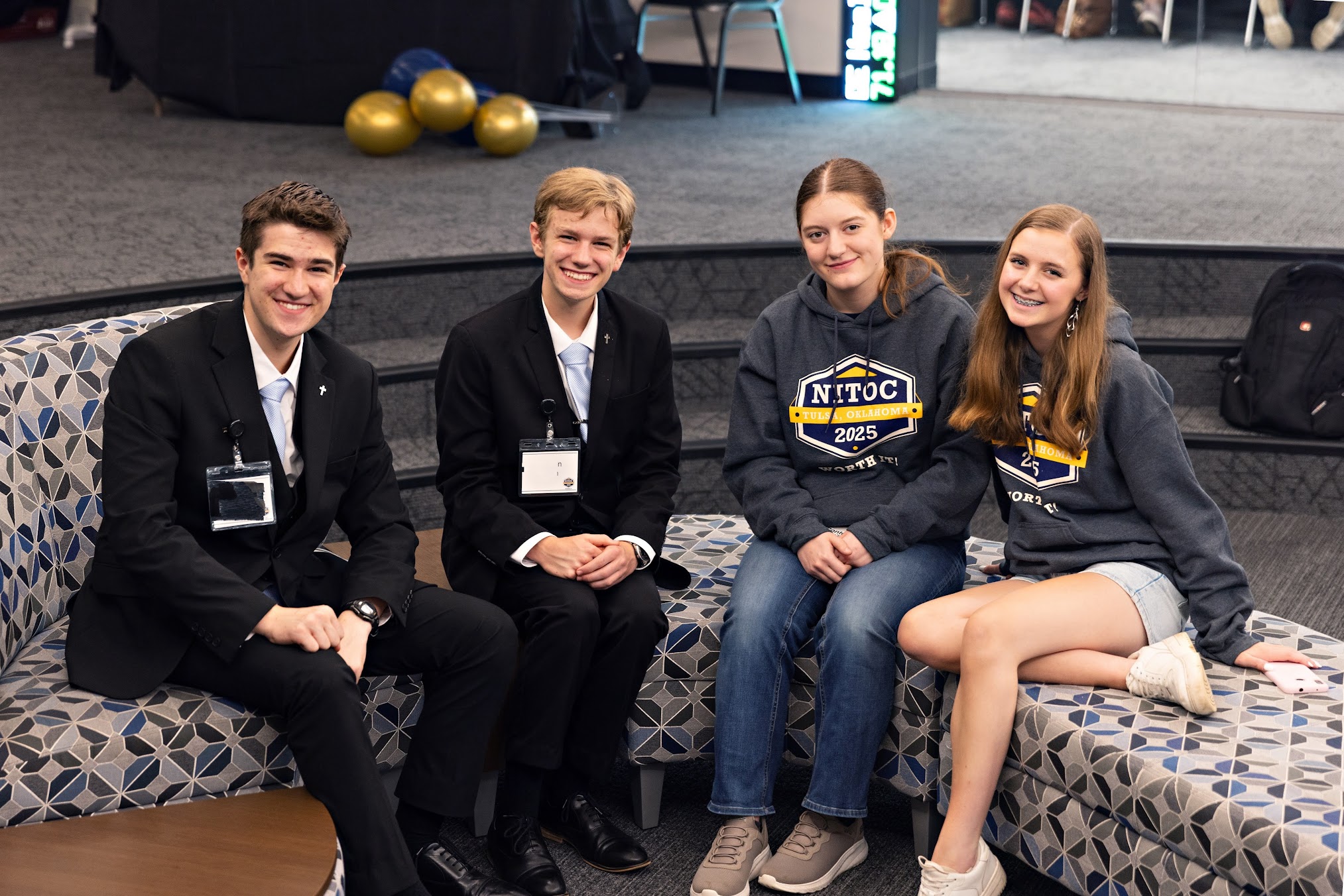 Students socializing or award winners